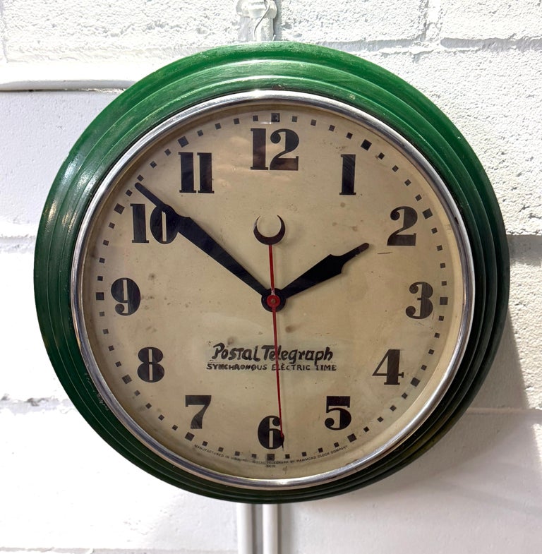 Art Deco Streamline Moderne Postal Telegraph Wall Clock by Hammond