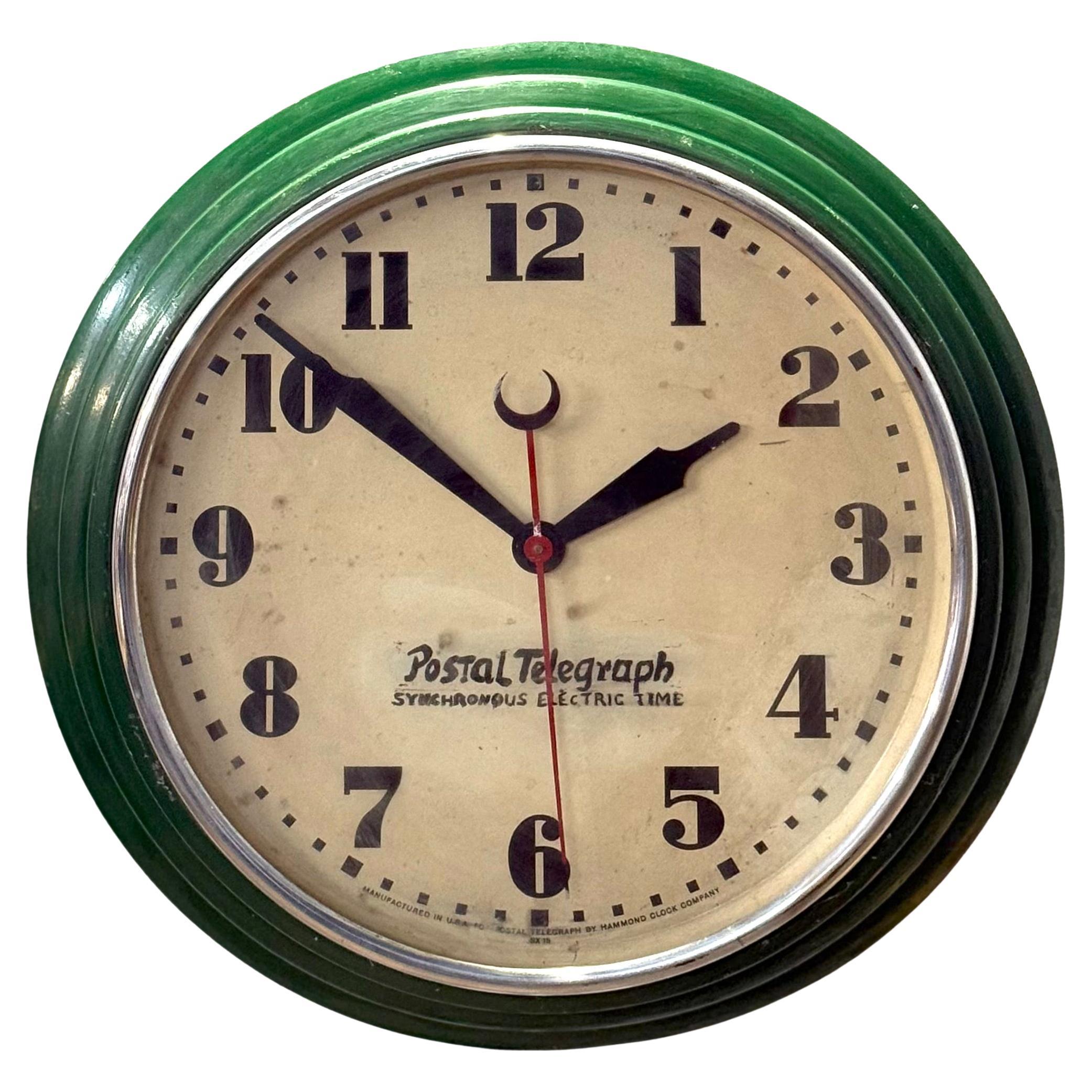 Art Deco Streamline Moderne Postal Telegraph Wall Clock For Sale