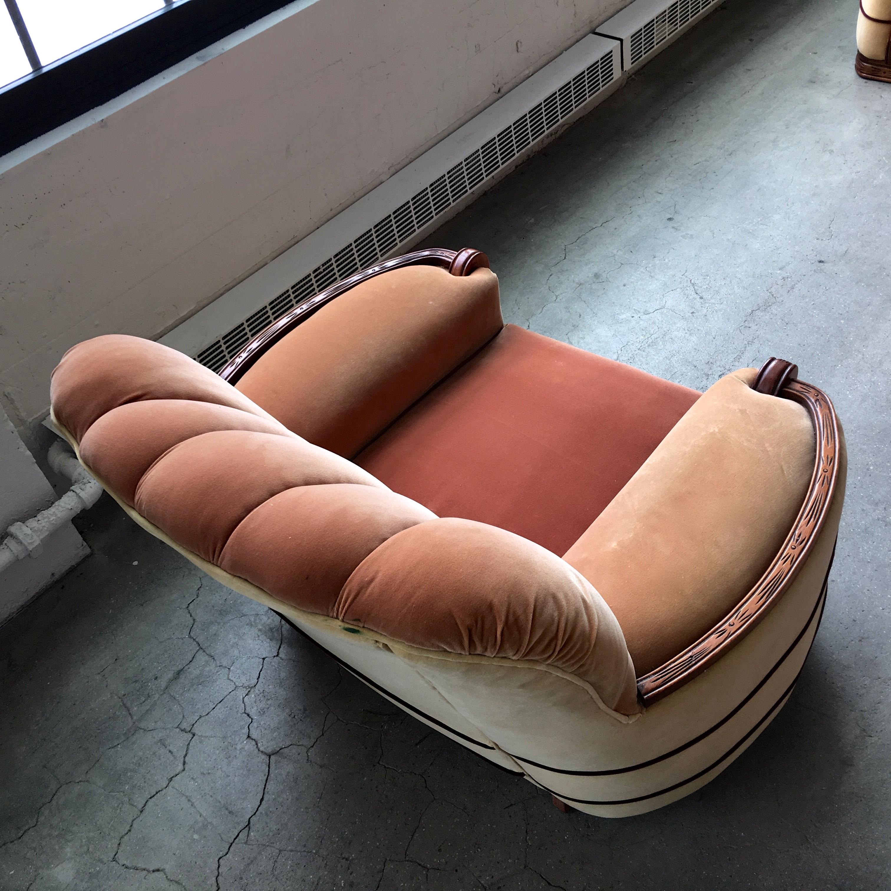 Suite de canapés et de fauteuils club en mohair Art Déco Streamline 3