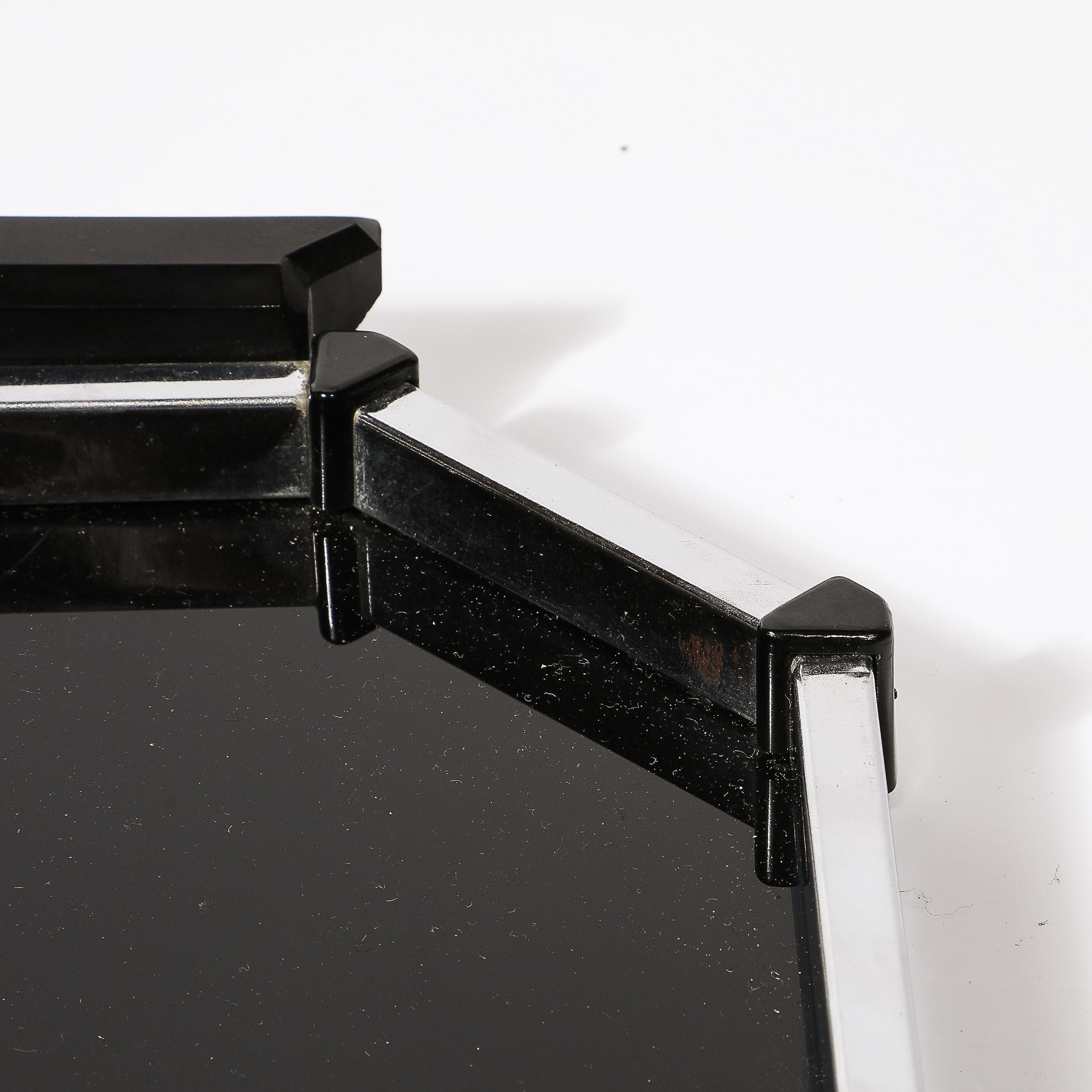 Art Deco Streamline Octagonal Chrome and Bakelite Serving Tray For Sale 1