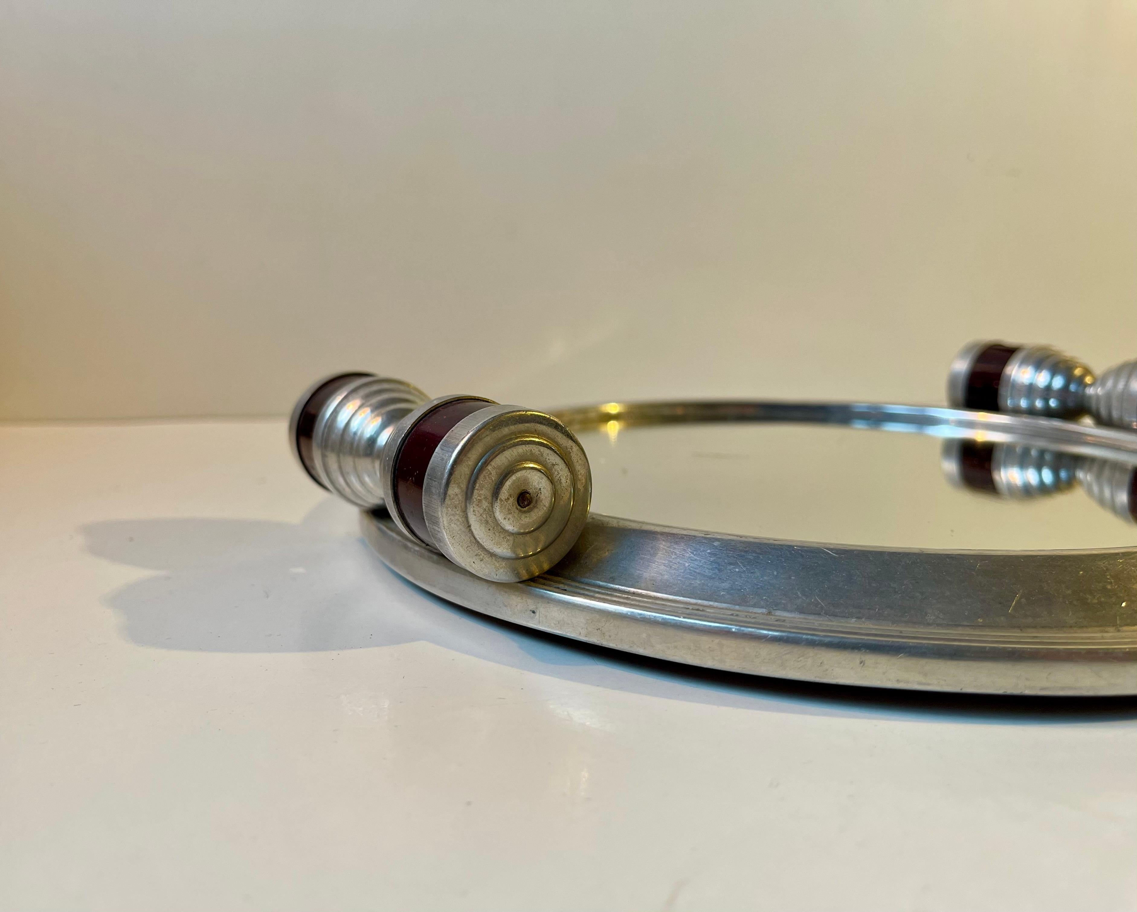 German Art deco Streamline Plateau Mirror Tray, 1930s For Sale