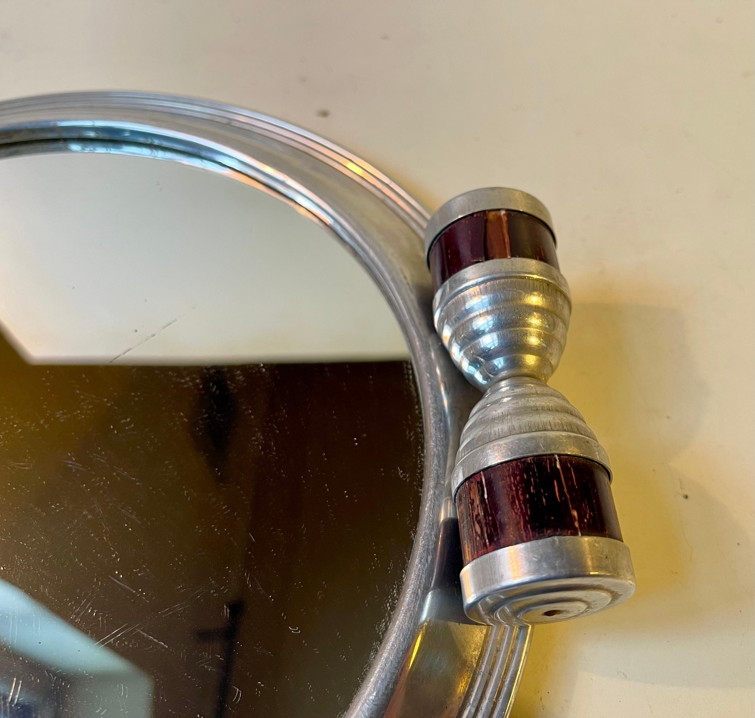 Aluminum Art deco Streamline Plateau Mirror Tray, 1930s For Sale