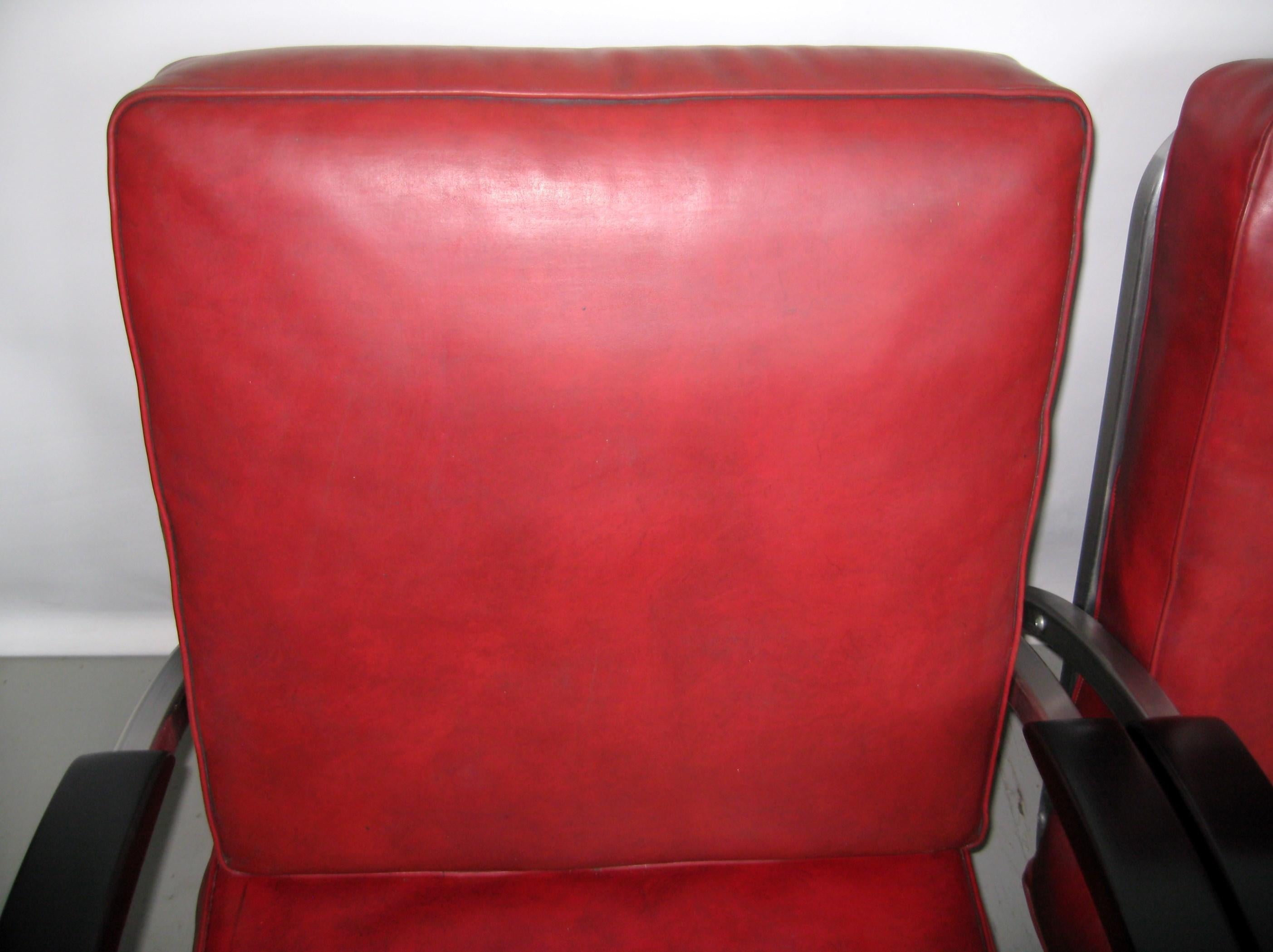 Art Deco Tubular Club Chair- Streamline Red  Royal Metal Manner of Gilbert Rohde 1