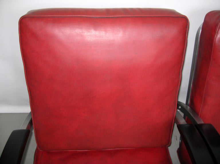 Art Deco Tubular Club Chair- Streamline Red  Royal Metal Manner of Gilbert Rohde 3