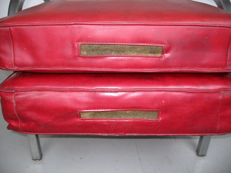 Art Deco Tubular Club Chair- Streamline Red  Royal Metal Manner of Gilbert Rohde 6