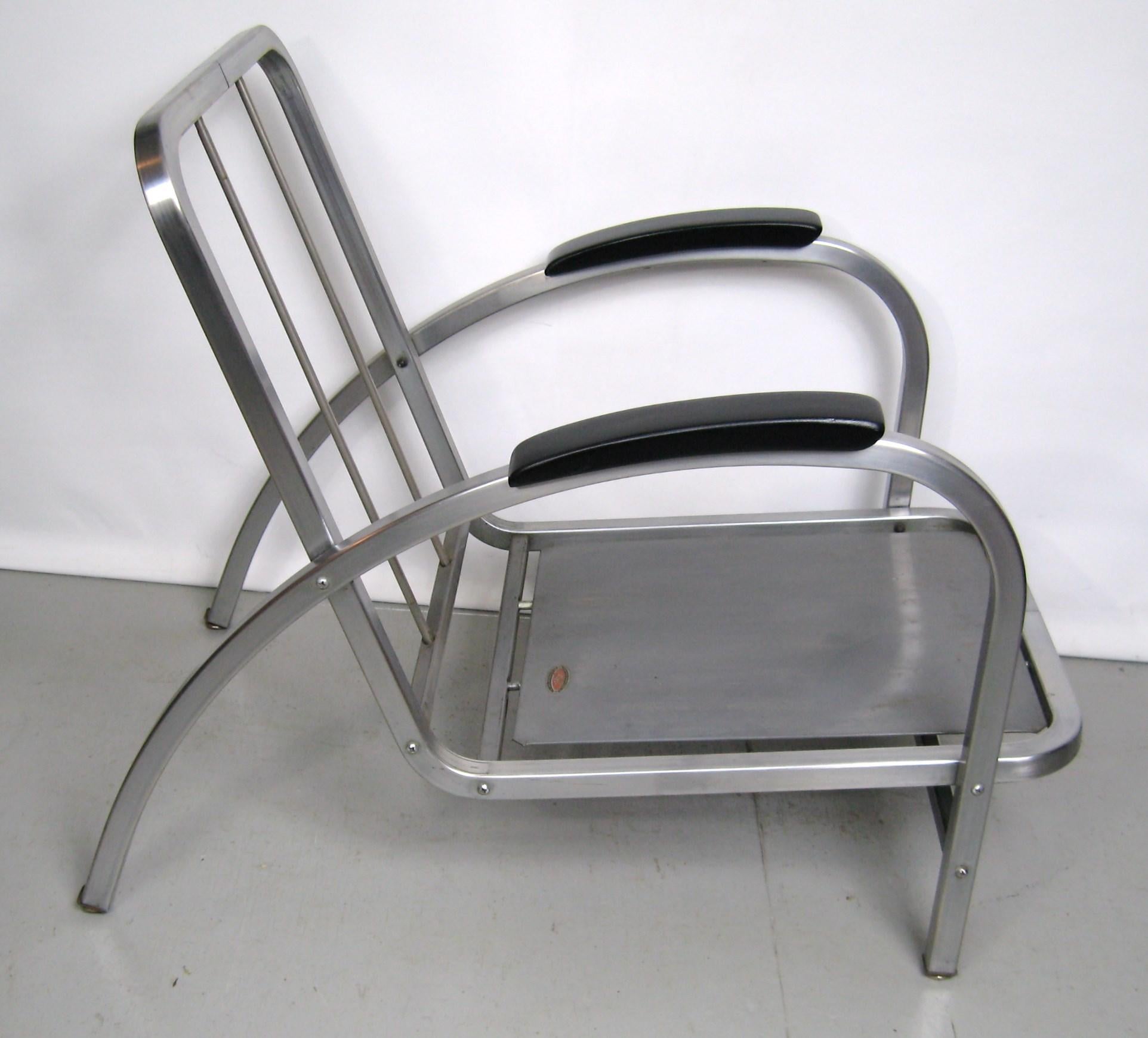 Art Deco Tubular Club Chair- Streamline Red  Royal Metal Manner of Gilbert Rohde 5