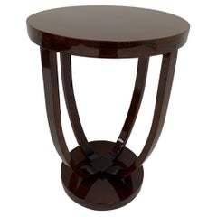 Art Deco Streamline Round Walnut Side or End Table American, C.1930