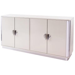 Customized Art Deco Streamline Four-Door Sideboard in High Gloss Lacquered Wood