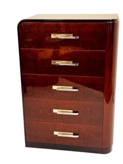 Art Deco Streamline Tall Chest Attributed Donald Deskey For Widdicomb C.1935