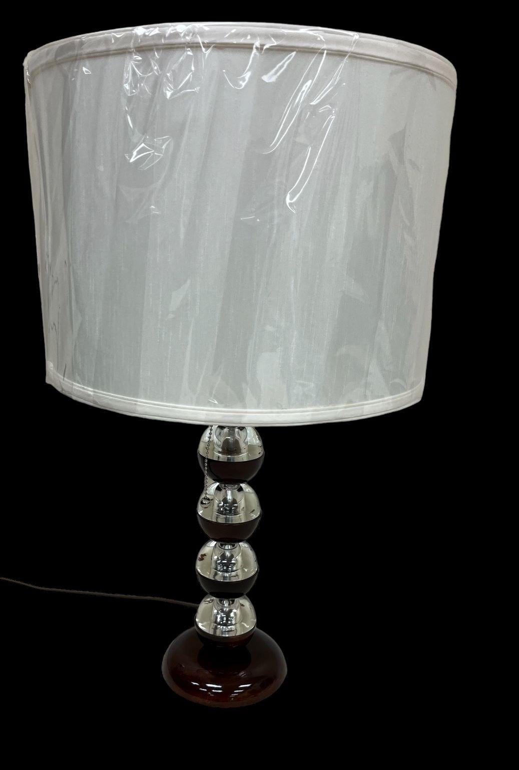 Art Deco Streamline Walnut And Solid Glass Table Lamp American Circa 1930’s For Sale 4