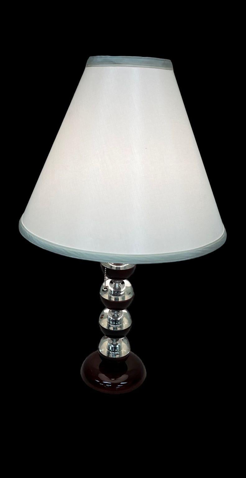Art Deco Streamline Walnut And Solid Glass Table Lamp American Circa 1930’s For Sale 6