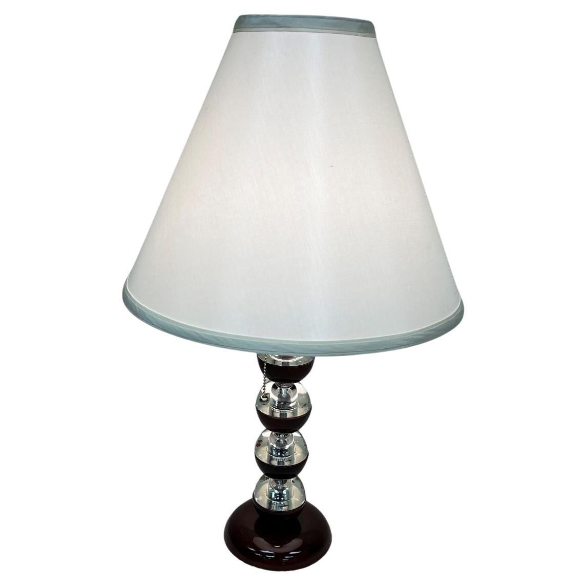 Lampe de table Art Déco Streamline en noyer et verre massif Américain Circa 1930's Excellent état - En vente à Bernville, PA