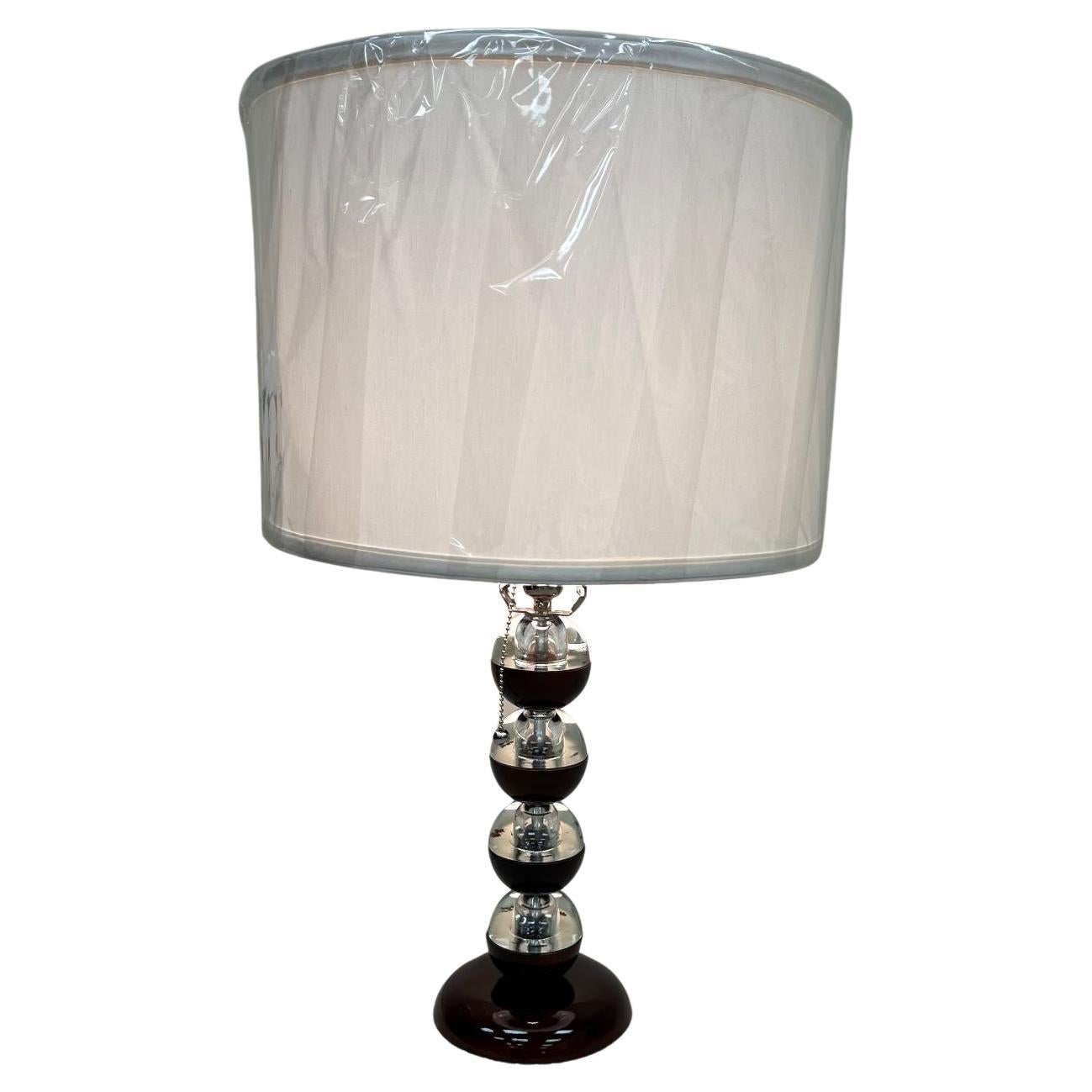 Art Deco Streamline Walnut And Solid Glass Table Lamp American Circa 1930’s For Sale 2