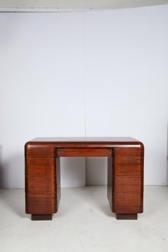 Art Deco Streamlined Bentwood Pedestal Desk by Paul Goldman for Plymold Co.