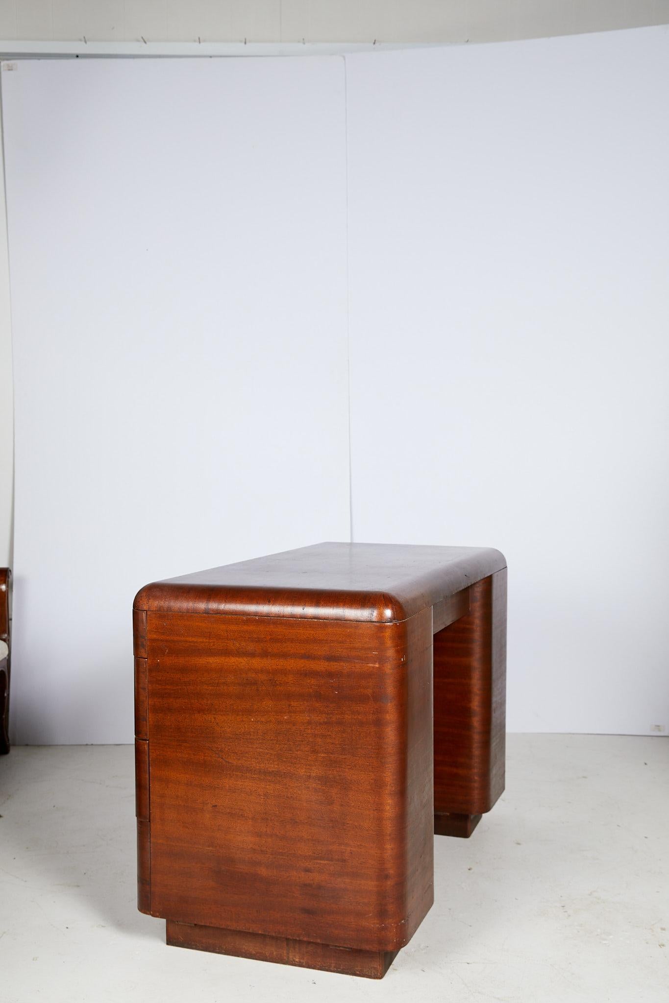 Art Deco Streamlined Bentwood Pedestal Desk by Paul Goldman for Plymold Co. 3