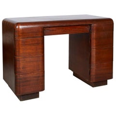 Art Deco Streamlined Bentwood Pedestal Desk by Paul Goldman for Plymold Co.