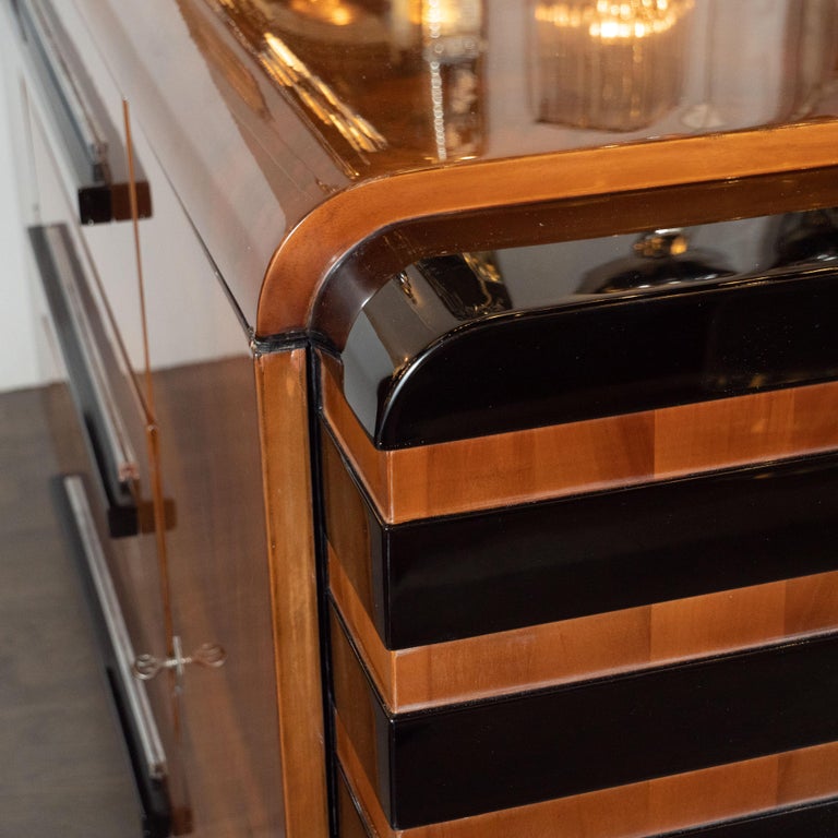 Art Deco Streamlined Black Lacquer and Burled Walnut Sideboard by Donald Deskey 8
