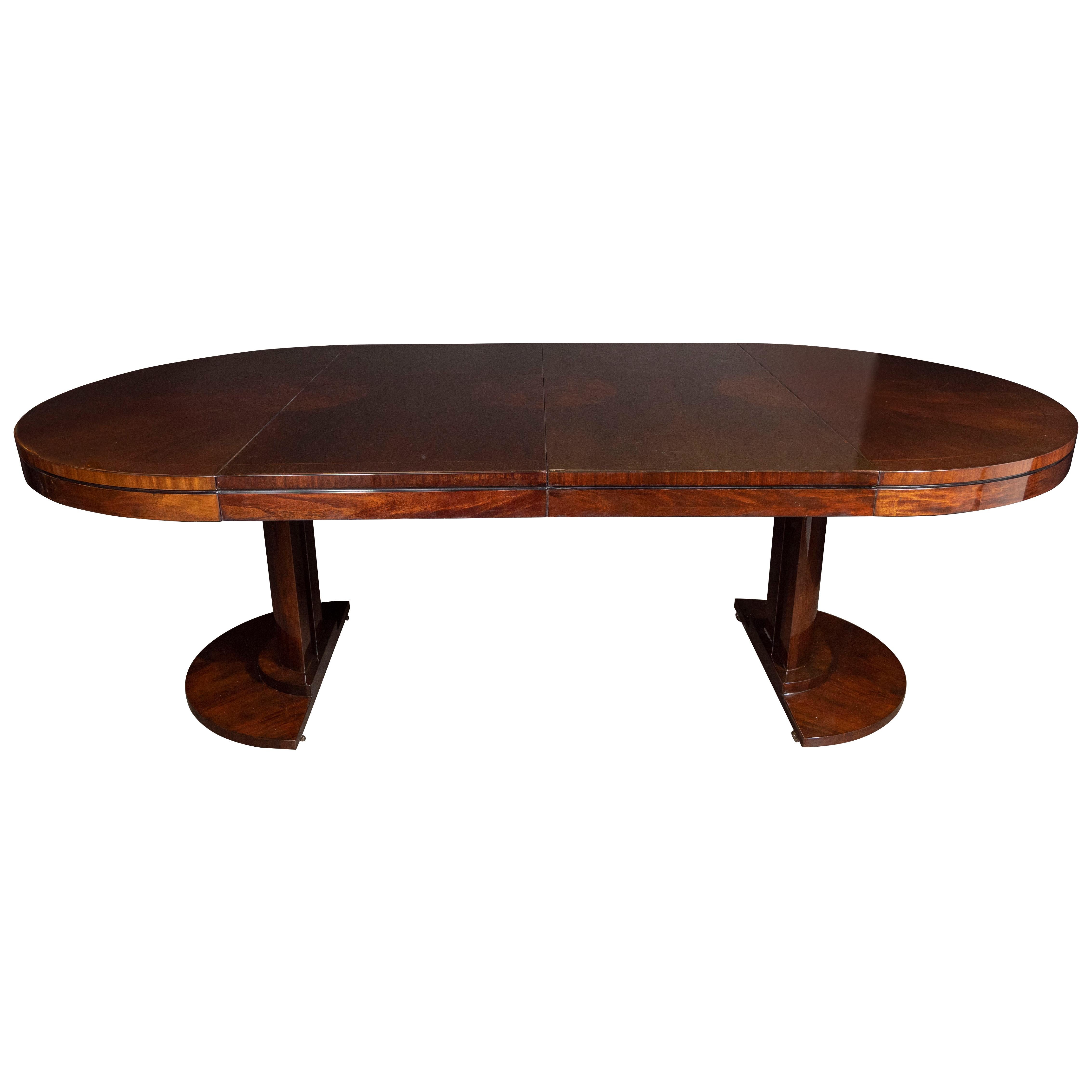 Art Deco Streamlined Bookmatched & Burled Walnut Dining/Center Table 2