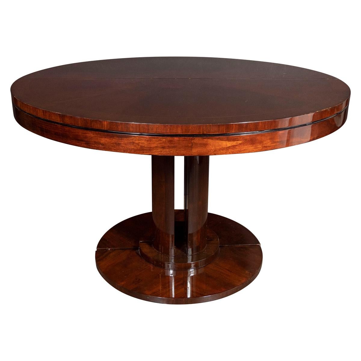 Art Deco Streamlined Bookmatched & Burled Walnut Dining/Center Table