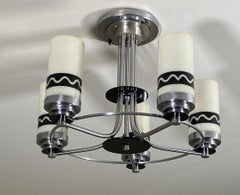 Art Deco Streamlined Chandelier Nickel Plated