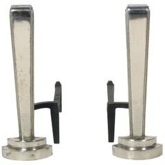 Art Deco Streamlined Chrome Andirons