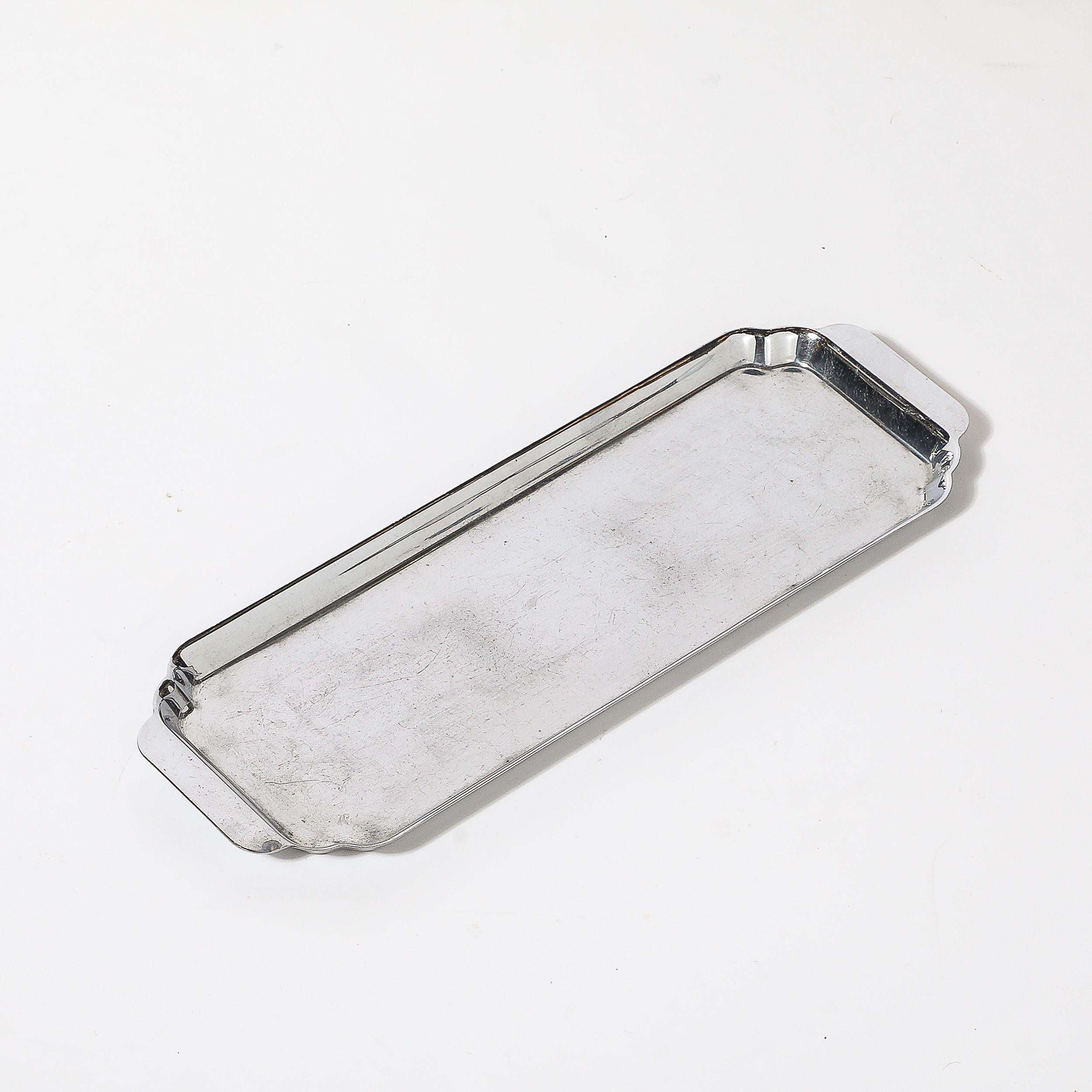 Art Deco Streamlined Chrome Serving Tray signed Chase For Sale 6