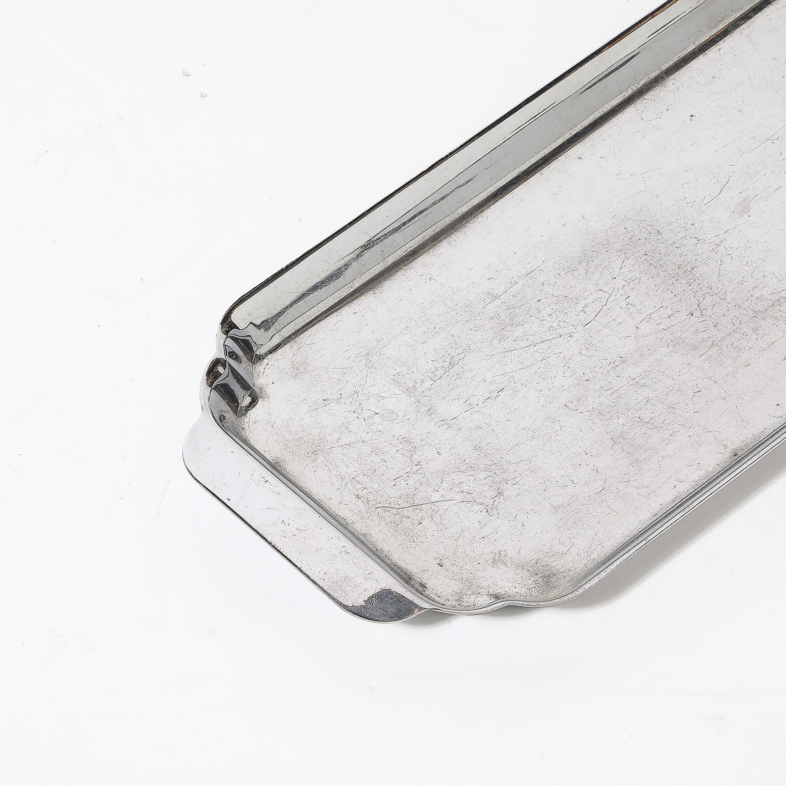 Art Deco Streamlined Chrome Serving Tray signed Chase For Sale 7