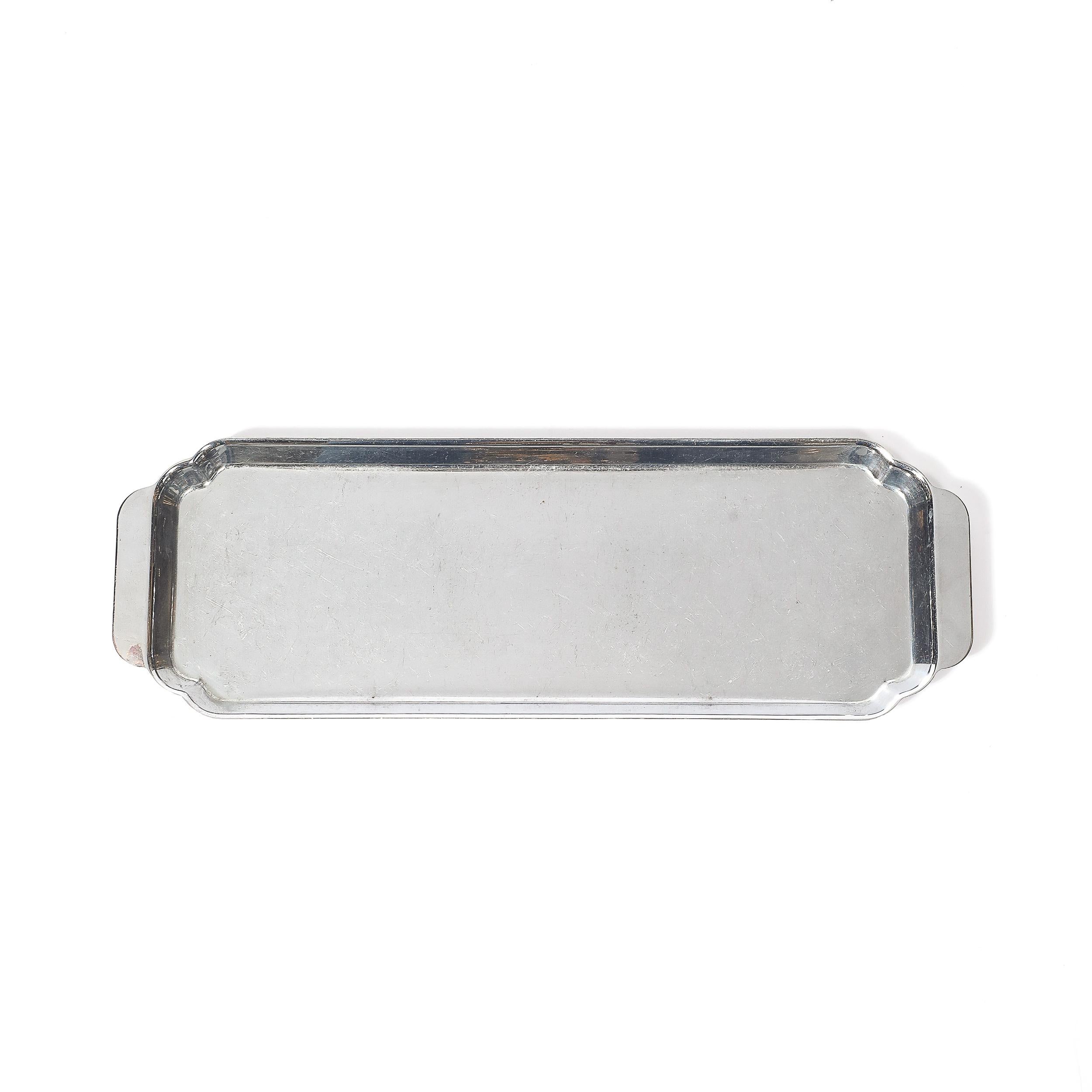 Art Deco Streamlined Chrome Serving Tray signed Chase For Sale 9