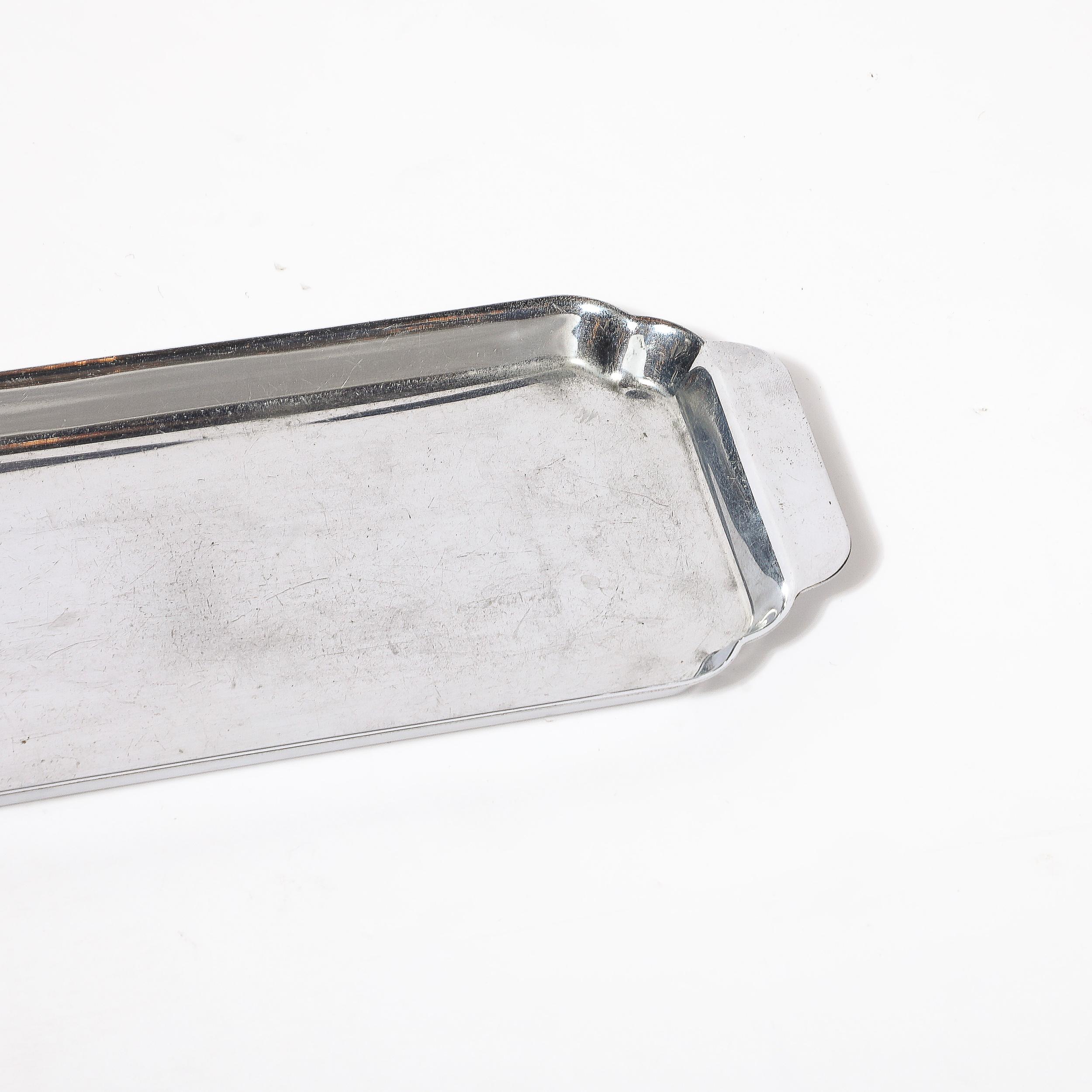 American Art Deco Streamlined Chrome Serving Tray signed Chase For Sale