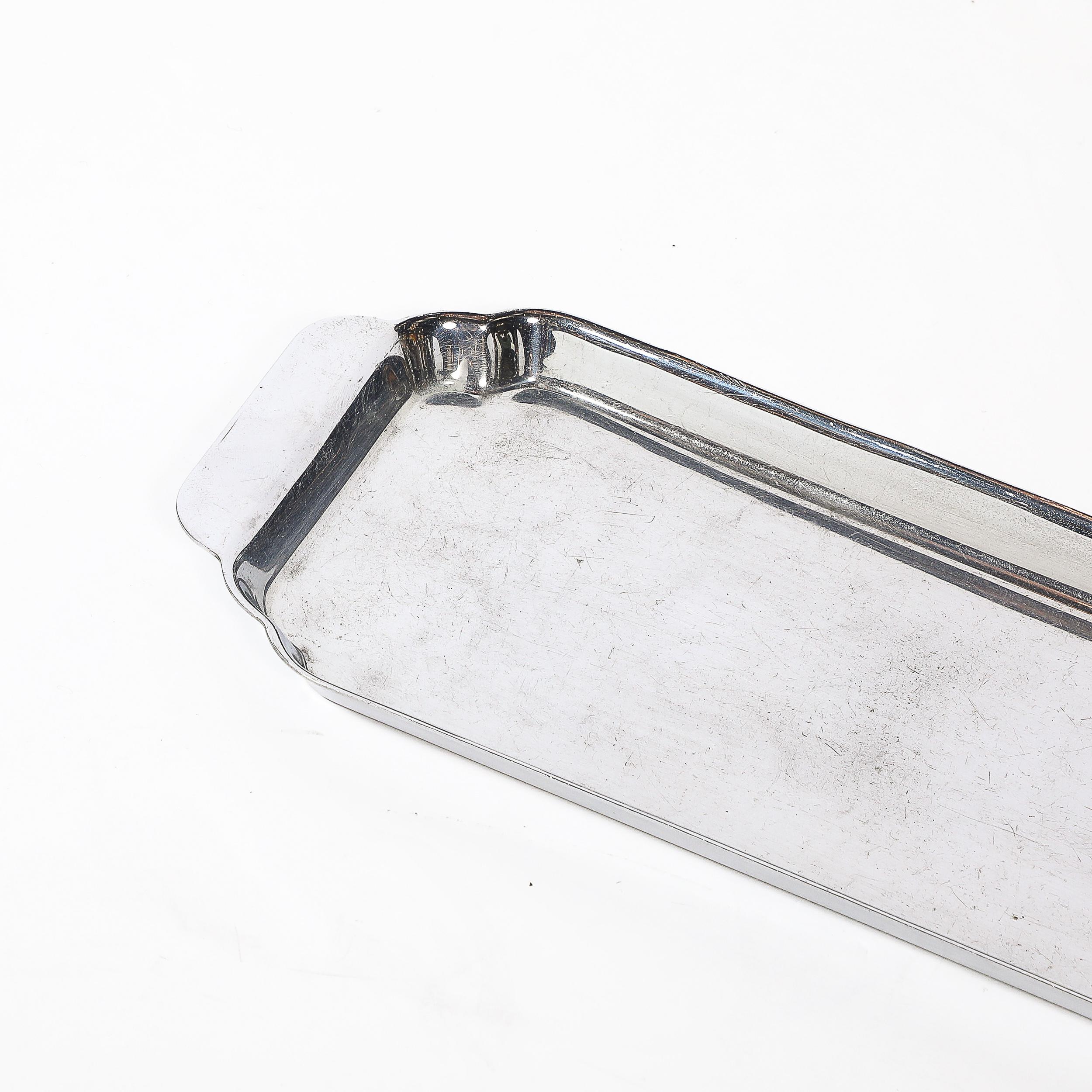 Art Deco Streamlined Chrome Serving Tray signed Chase In Good Condition For Sale In New York, NY