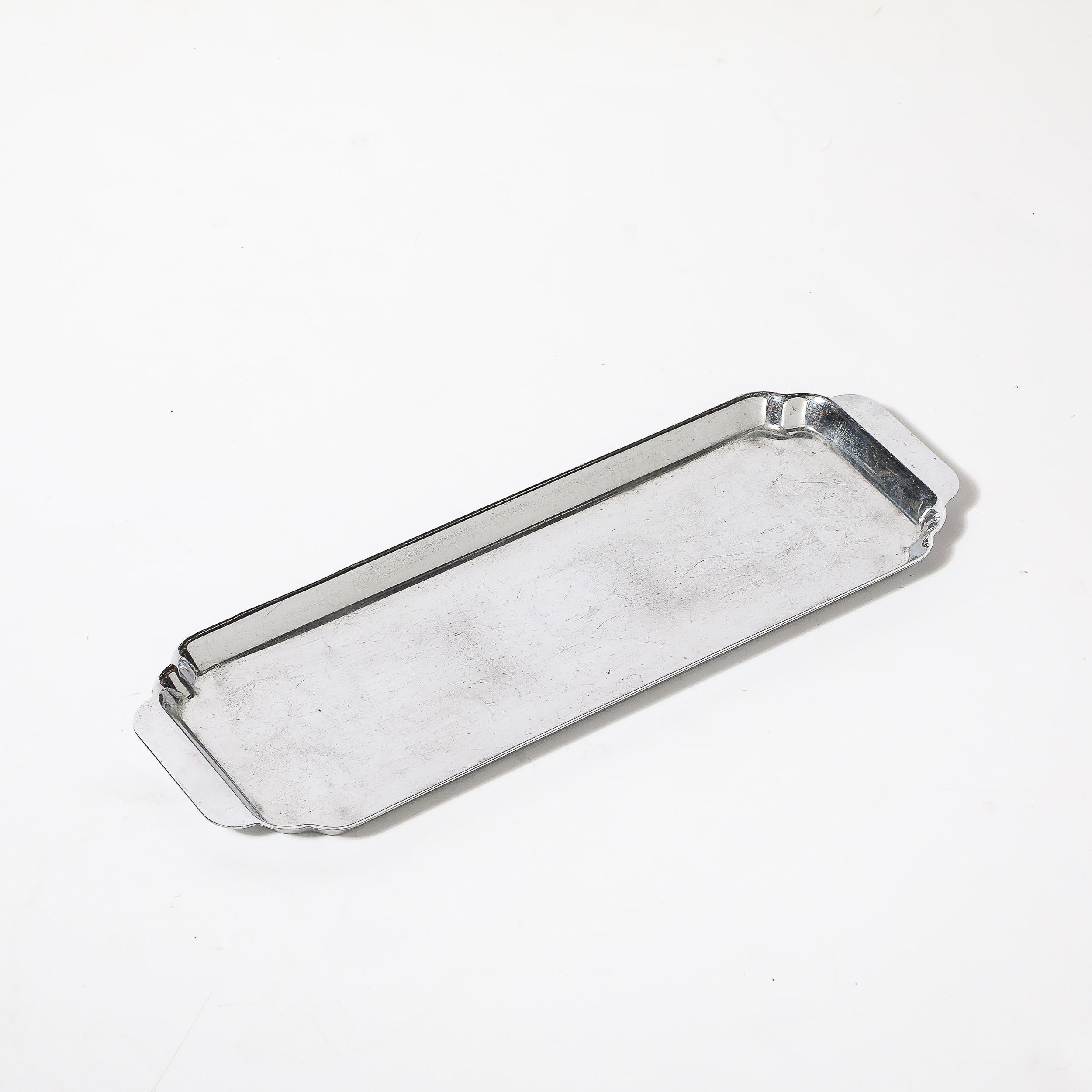 Mid-20th Century Art Deco Streamlined Chrome Serving Tray signed Chase For Sale