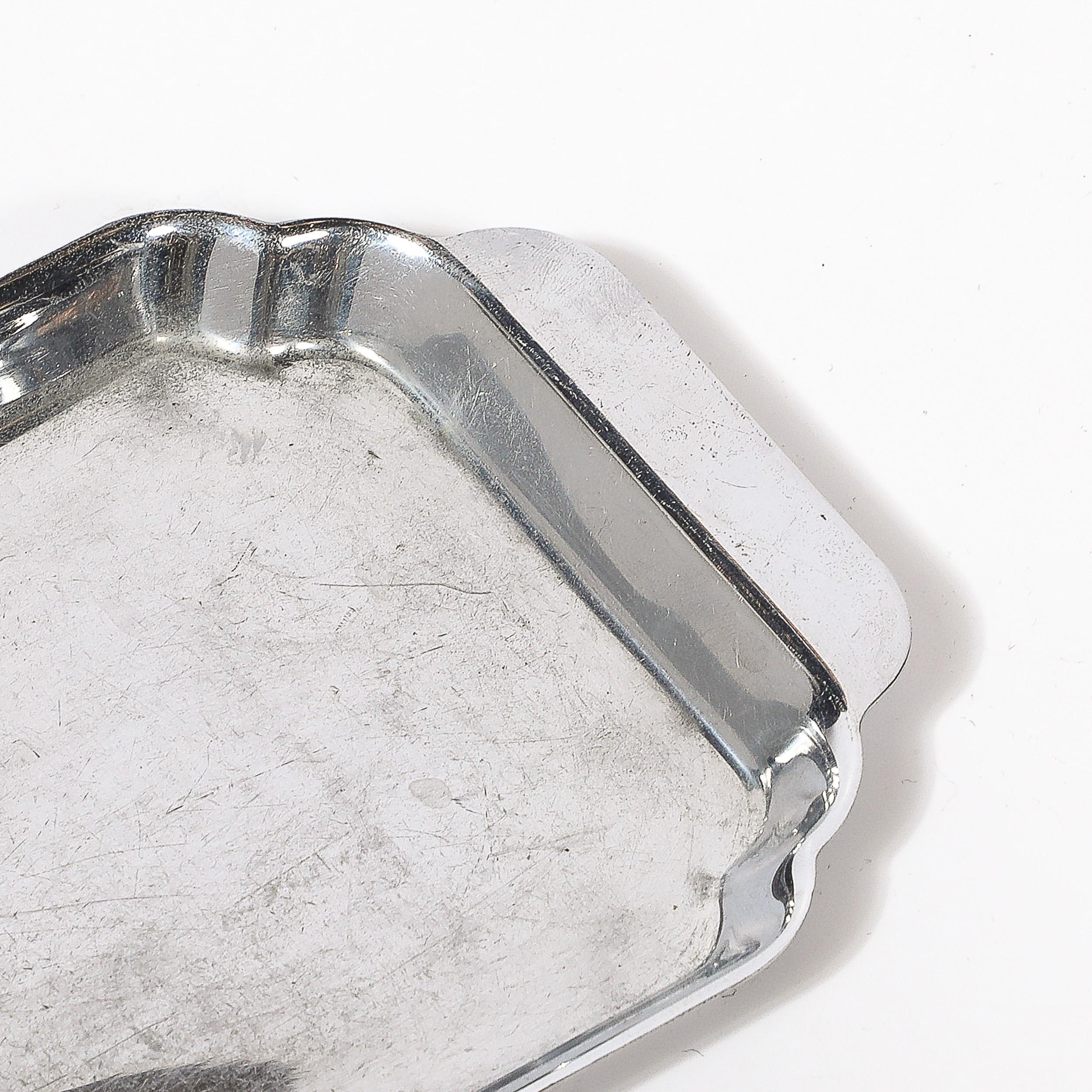 Art Deco Streamlined Chrome Serving Tray signed Chase For Sale 1