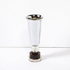 Art Deco Streamlined Chrome Uplight  w/ Glass Ball and Bronze Base
