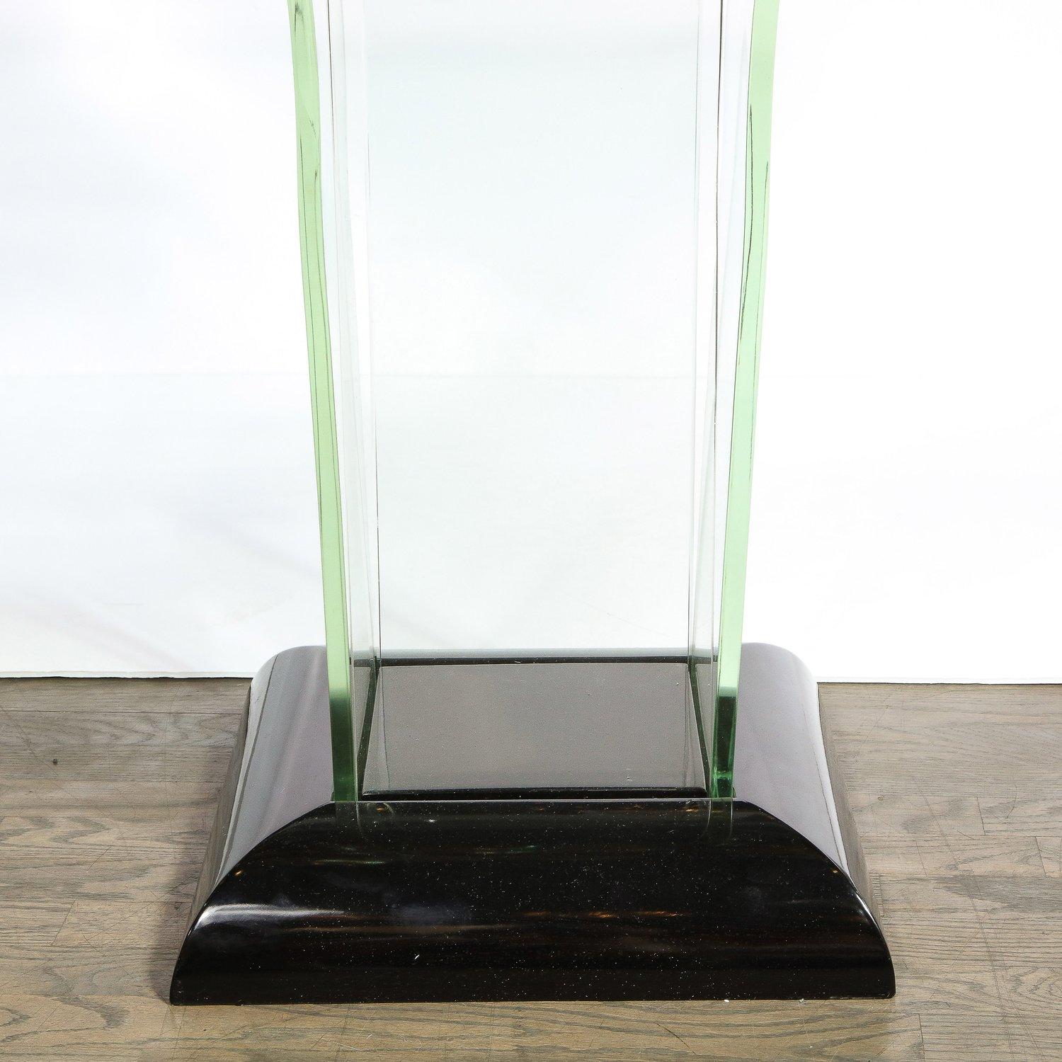 Art Deco Streamlined Dining/Game Table in Translucent Glass and Black Lacquer 1