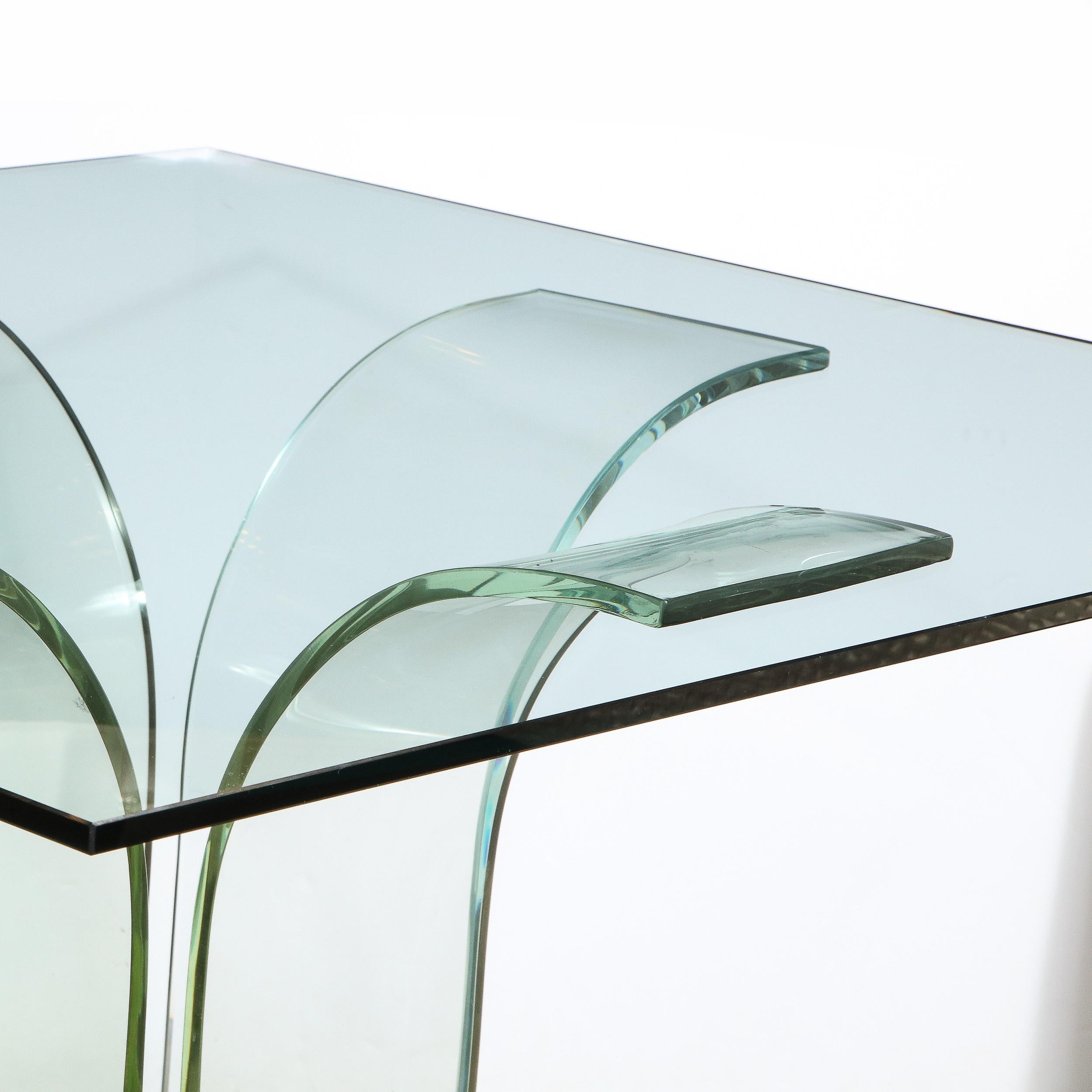 Streamline-Ess-/Spieltisch im Art déco-Stil aus durchscheinendem Glas und schwarzem Lack 2
