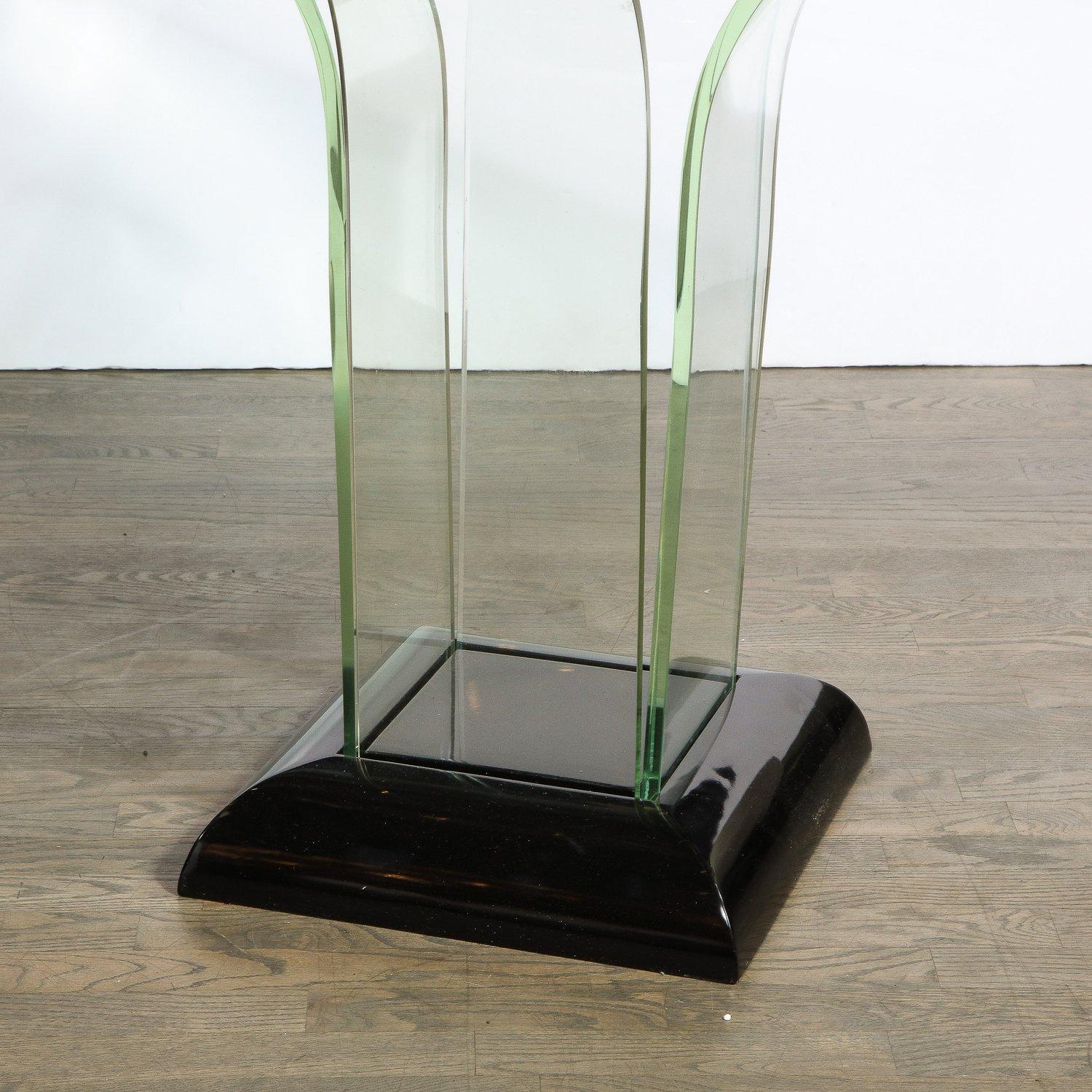 Art Deco Streamlined Dining/Game Table in Translucent Glass and Black Lacquer 3