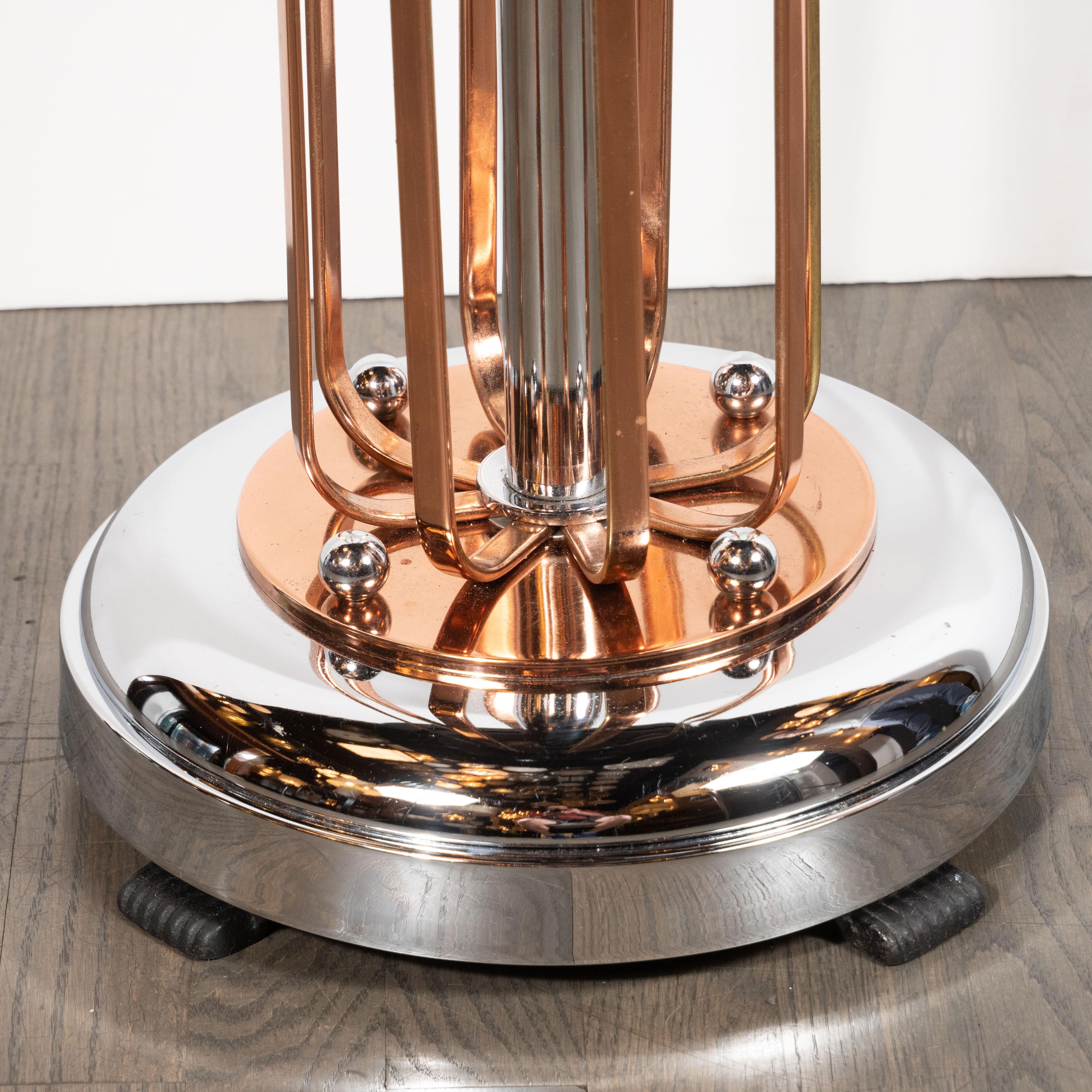 Mid-20th Century Art Deco Streamlined Machine Age Chrome, Copper & Black Lacquer Occasional Table