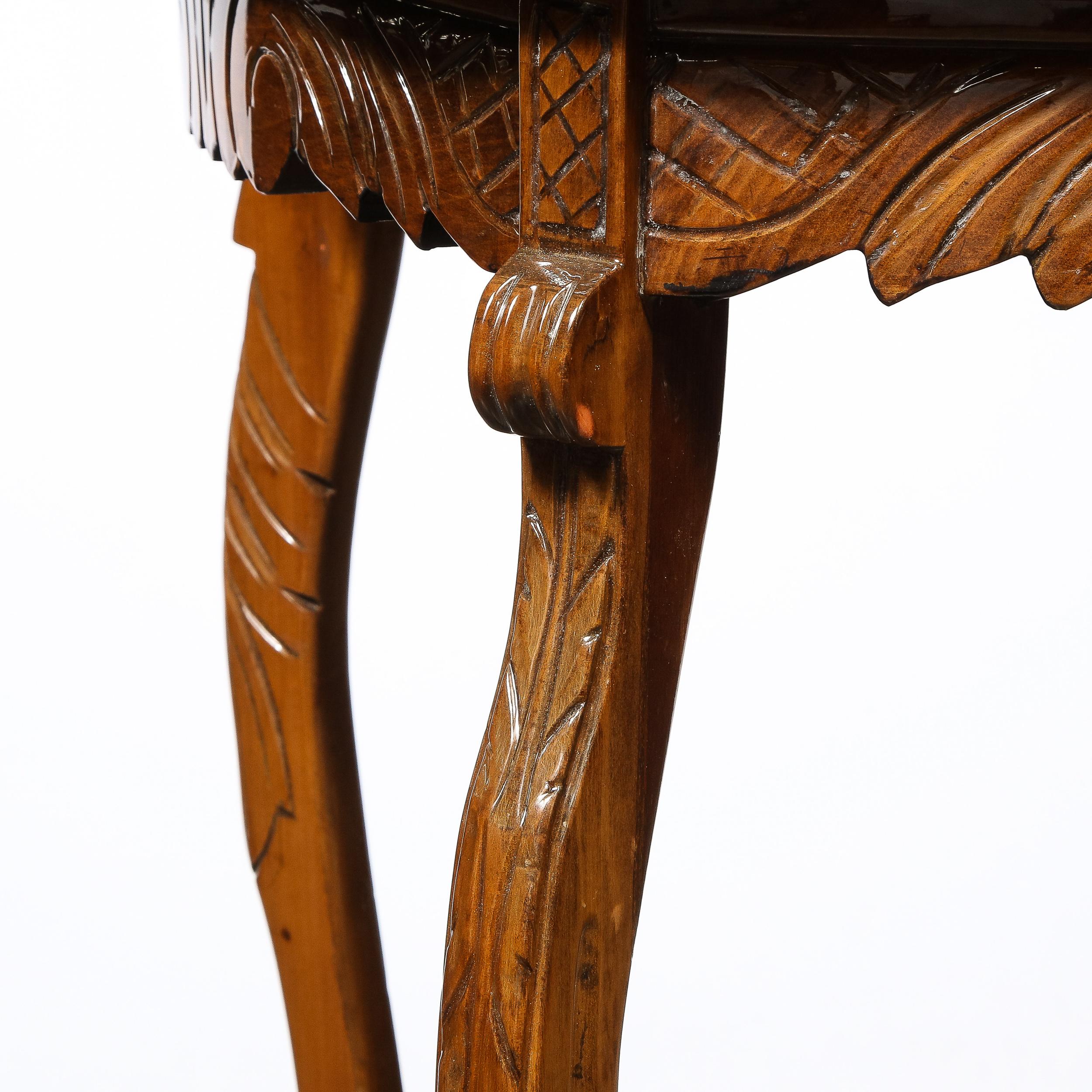 Table console Art Déco profilée à deux niveaux en noyer avec détails néoclassiques en vente 4
