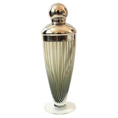 Vintage Art Deco Striped Glass Cocktail Shaker