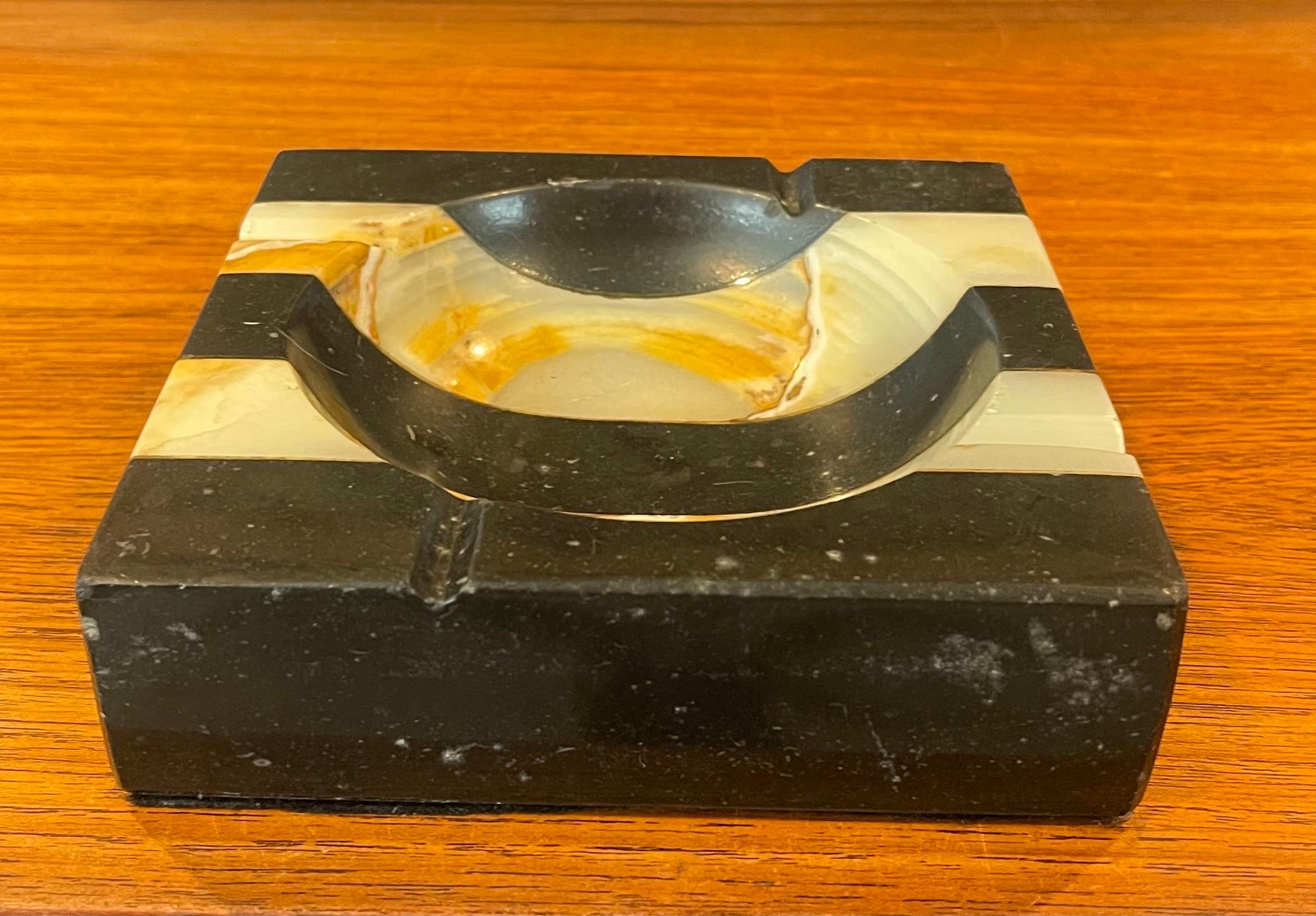 Austrian Art Deco Striped Marble Ashtray For Sale