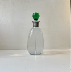 Decanter Art Deco Strombergshyttan in cristallo e argento, anni '30