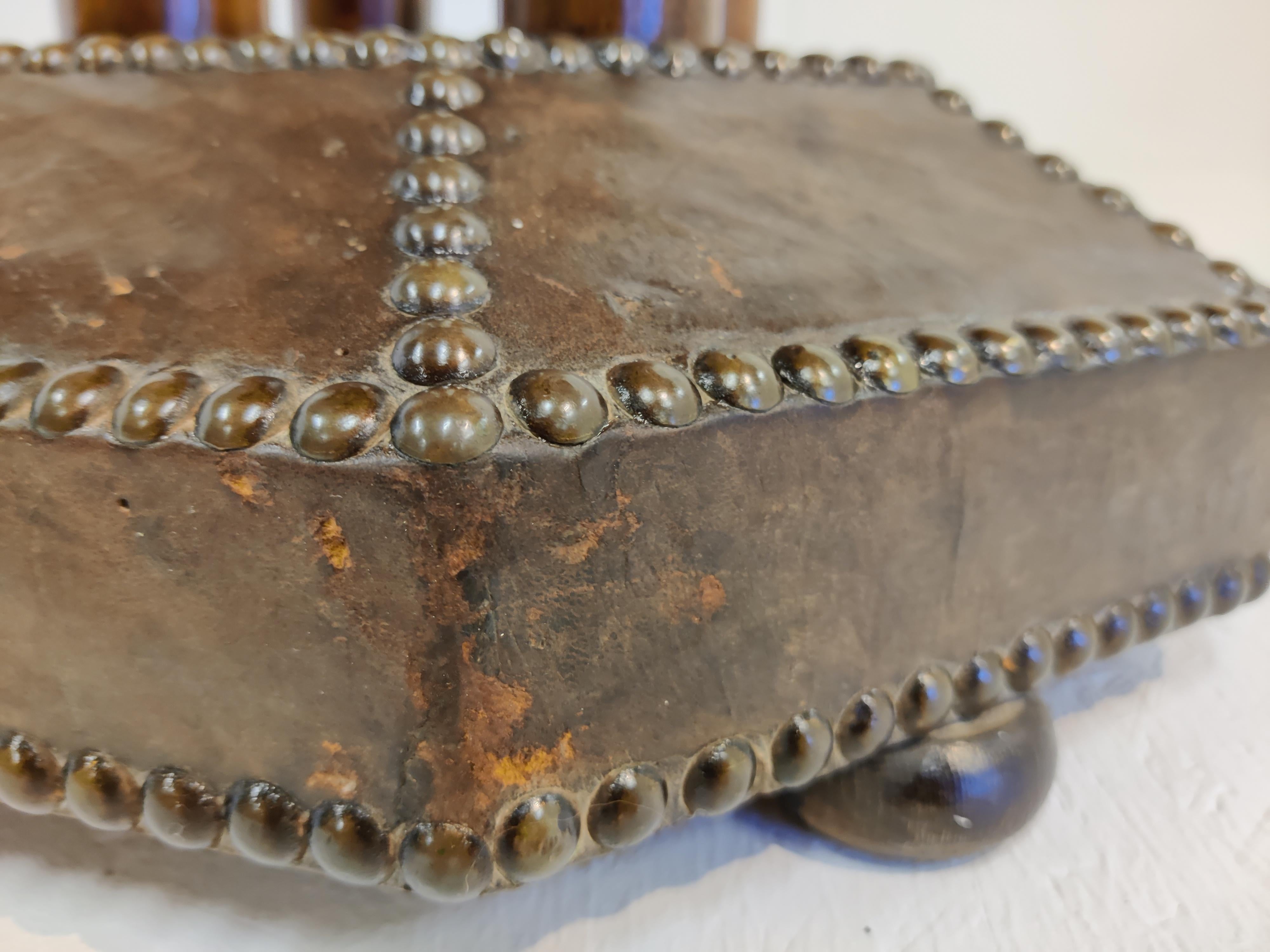 Art Deco Studded Leather Side Table, 1930s For Sale 4