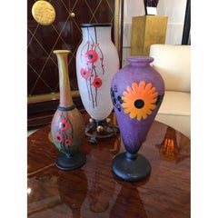 Art Deco Studio Vase by Charles Schneider in the Poppy Flower Pattern