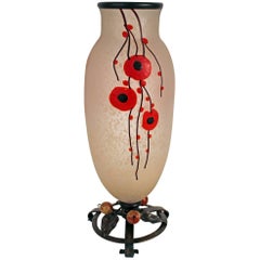 Art Deco Studio Vase by Charles Schneider in the Poppy Flower Pattern Art Deco Studio Vase by Charles Schneider in the Poppy Flower Pattern