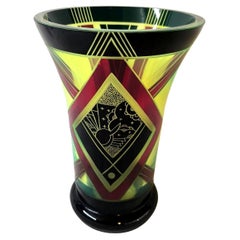 Art Deco Stunning Uranium 
Black Enamel Glass Vase, 1930