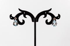 Art Deco Style 0.06 Carat Diamond 2.40 Carat Aquamarine White Gold Stud Earrings
