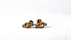 Art Deco Style 0.08 Carat Ruby Turquoise Onyx Yellow Gold "Knot" Cufflinks
