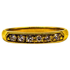 Art Deco Style 0.18 Carat White Brilliant Cut Diamond Yellow Gold Band Ring