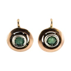 Art Deco Style 0.20 Carat Emerald Yellow Gold Dangle Lever-Back Earrings