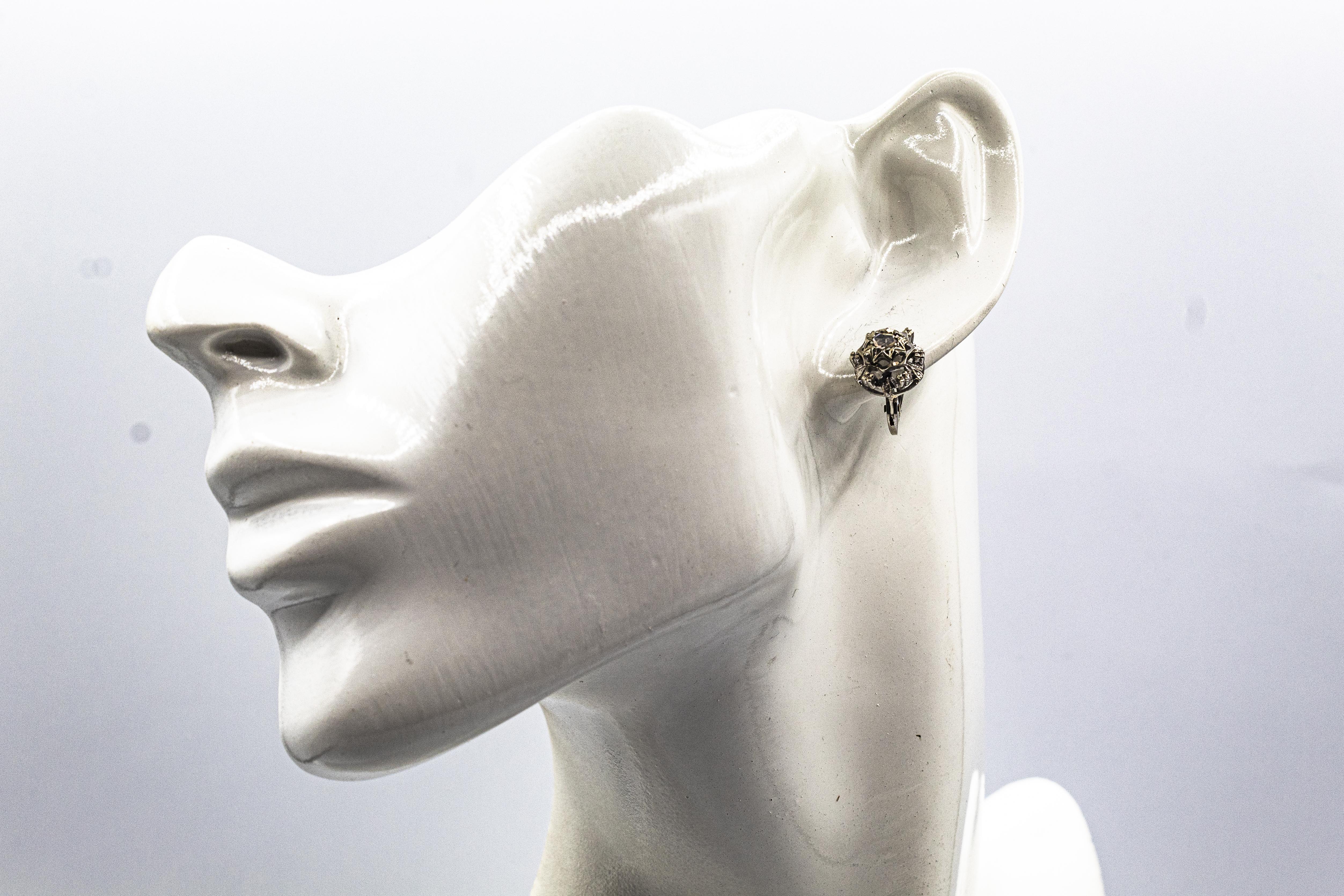 Art Deco Style 0.20 Carat White Rose Cut Diamond White Gold Lever Back Earrings For Sale 7